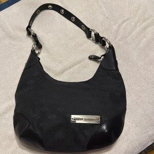 Harley-Davidson Black Shoulder Bag with Textured Fabric